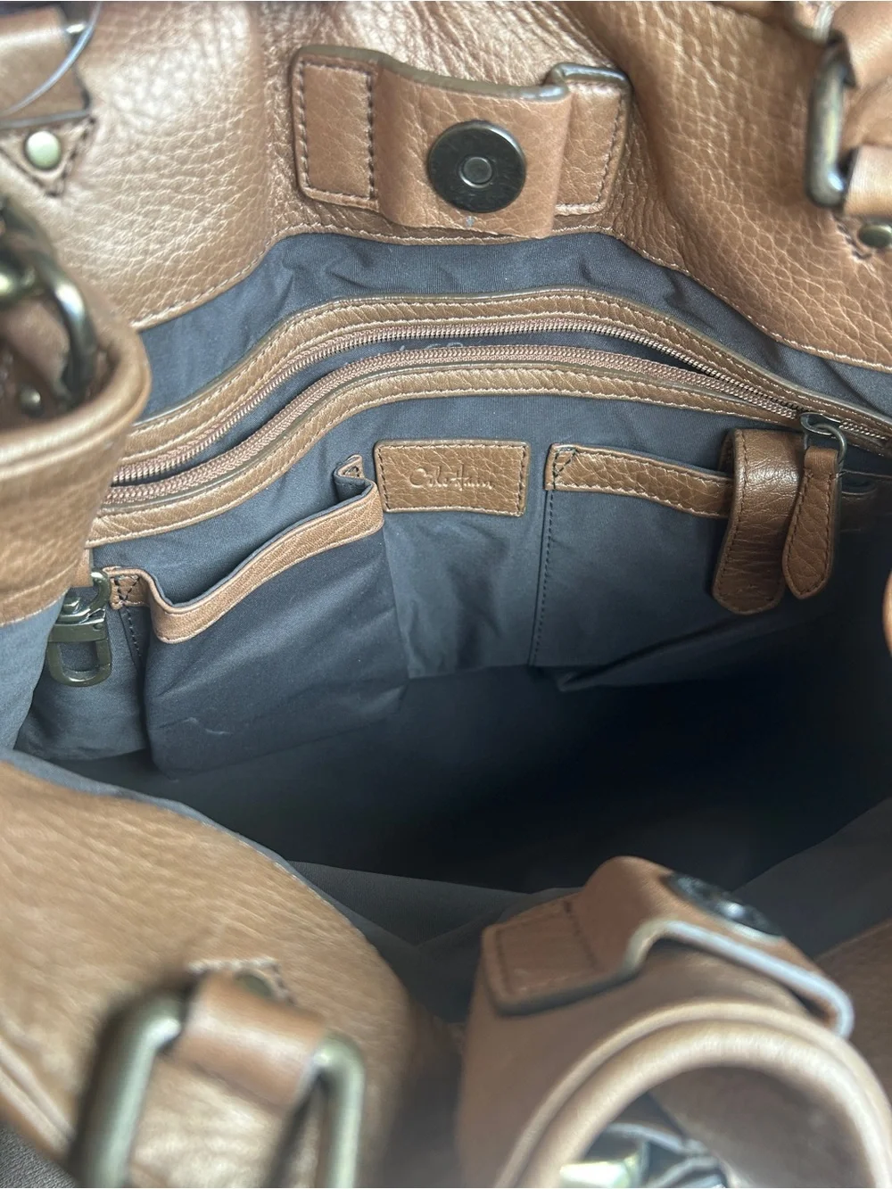 Cole Haan Metallic Bronze Leather Shoulder Bag